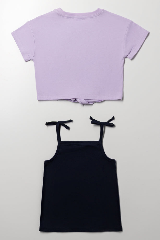 Frozen 2 Pack T-Shirts Navy And Lilac (2)