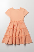 Rib Tiered Dress Peach (2)
