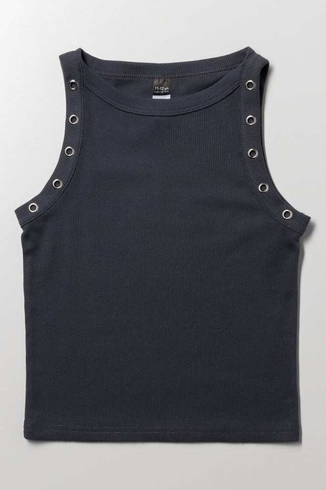 Rib Tank Vest Dark Grey