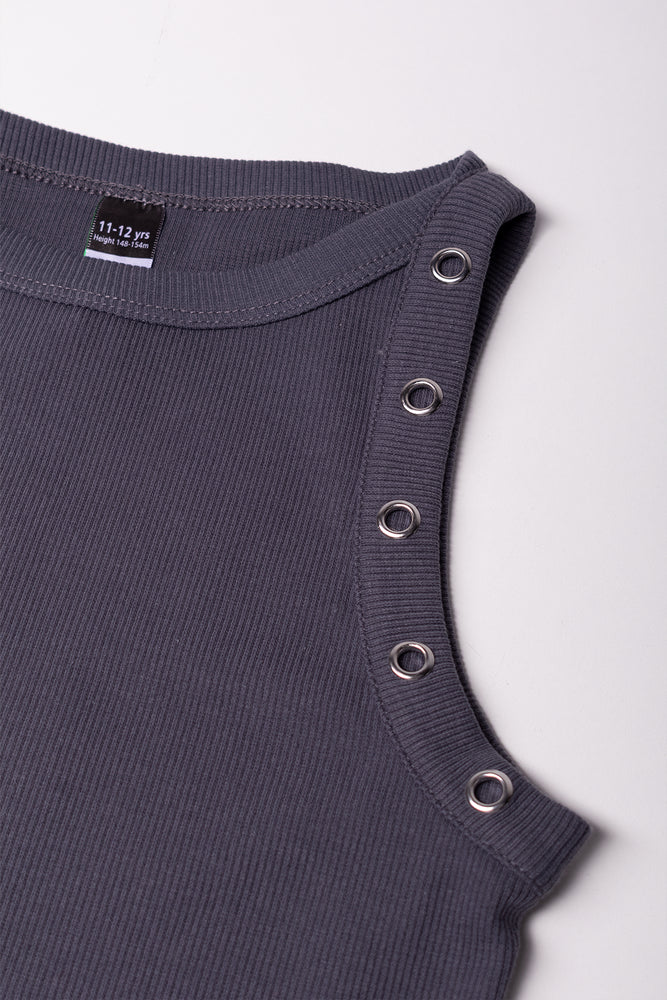 Rib Tank Vest Dark Grey