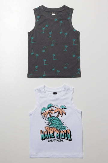 2 Pack Vests Grey And White