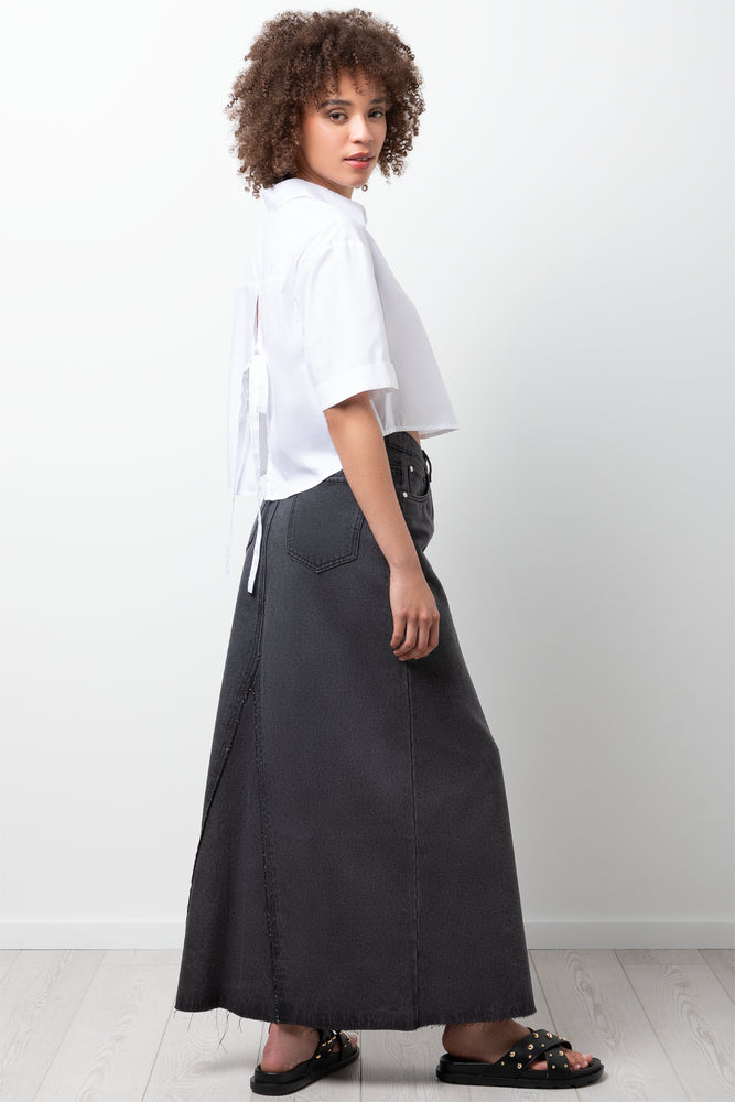 Maxi Denim Skirt Dark Grey (2)