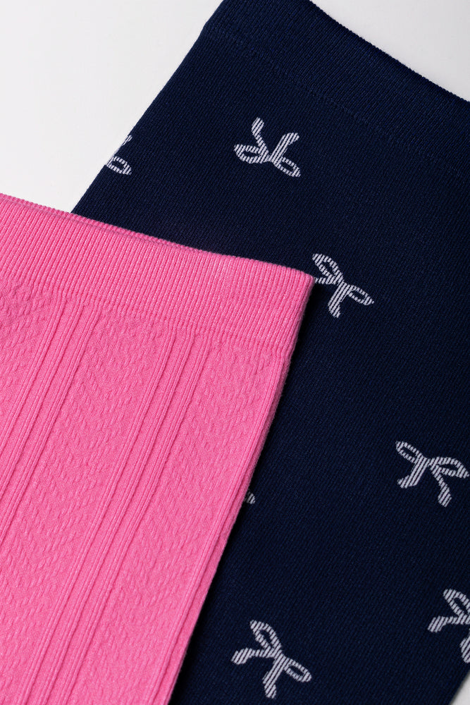 2 Pack Cable Knit Leggings Navy And Pink