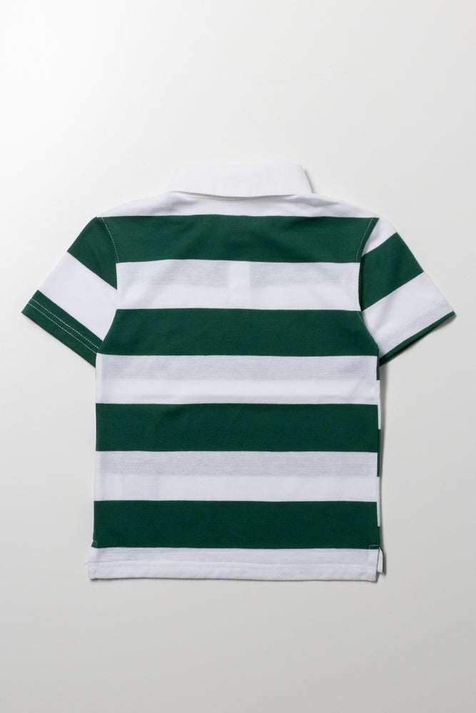 Stripe Short Sleeve Rugby Golfer White And Green (2)