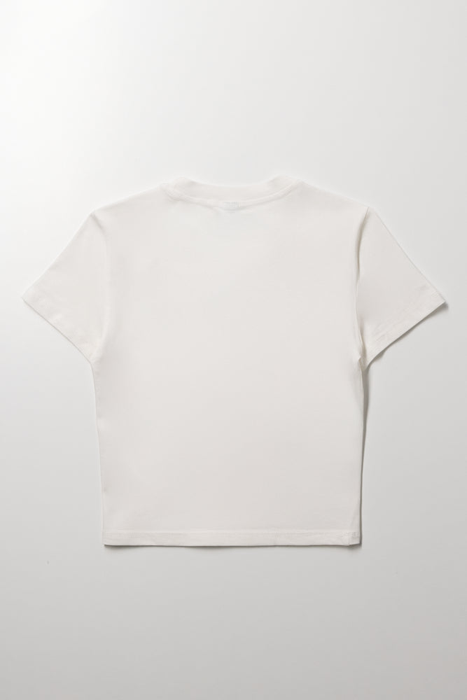 Cherry Print Cropped Top White (2)