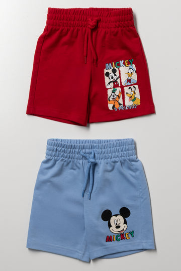 Mickey Mouse 2 Pack Shorts Red And Blue
