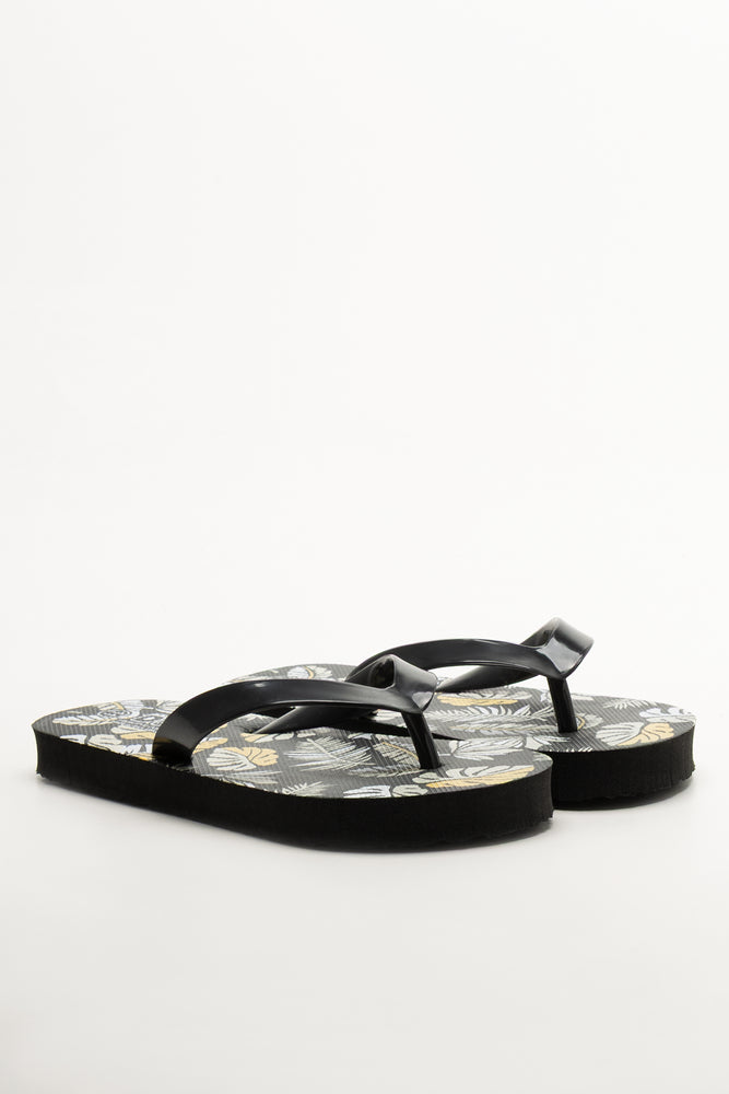 Leaf Flip Flops Black