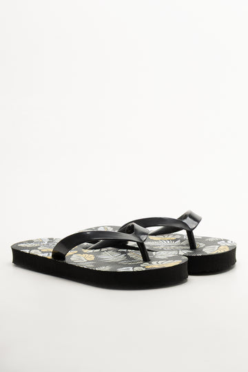 Leaf Flip Flops Black