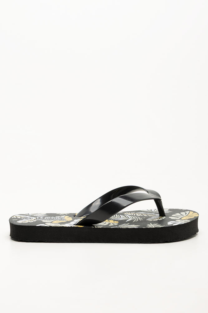 Leaf Flip Flops Black
