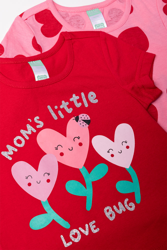 2 Pack T-Shirts Red And Pink