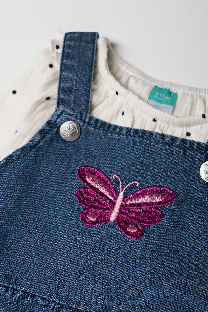 Denim Pinafore Set Blue