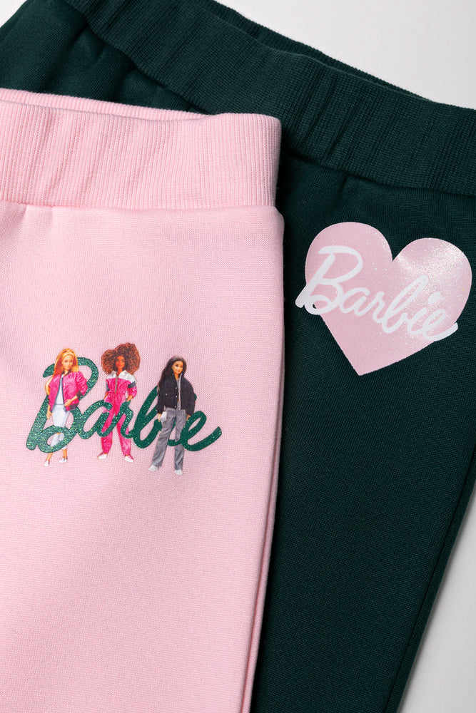 2 Pack Barbie Trackpants Pink And Dark Green