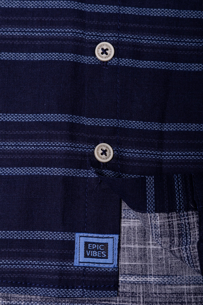 Stripe Short Sleeve Shirt Blue (2)