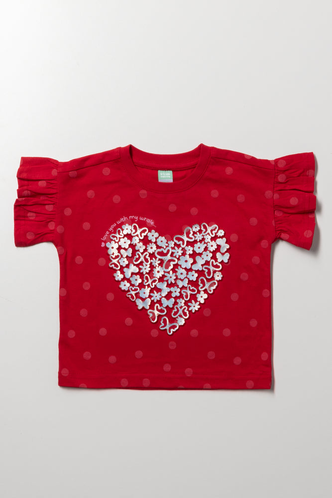 Drop Shoulder T-Shirt Red