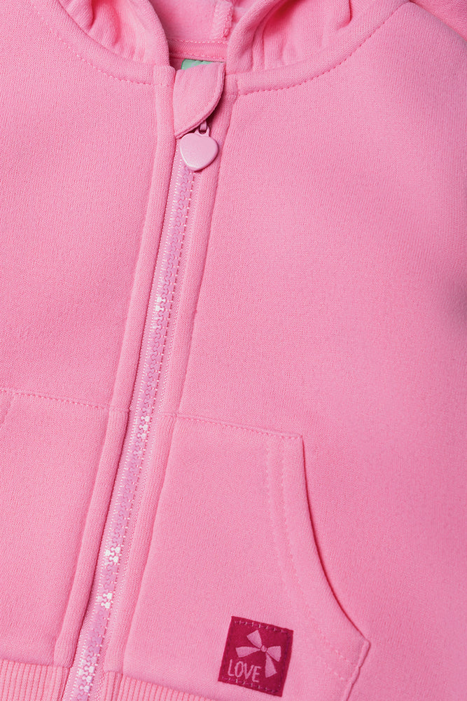 Zip Through Hooded Tracktop Pink