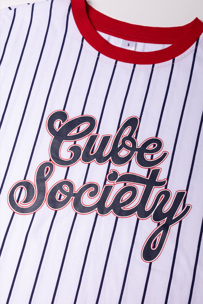 Oversized Pin Stripe T-Shirt Multicolour (1)