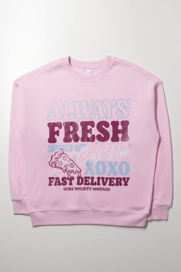 Oversized Zip Through Hoody Pink