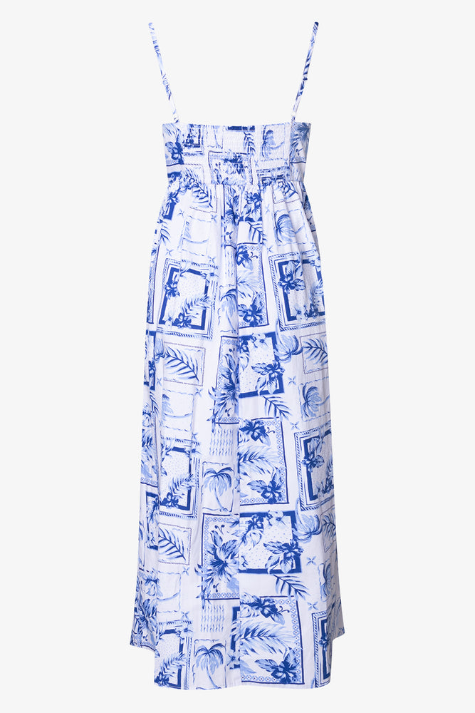 Strappy Midi Dress Blue And White