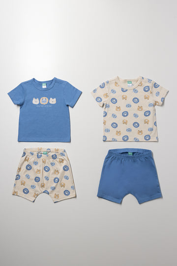 2 Pack Pyjamas Blue And Natural