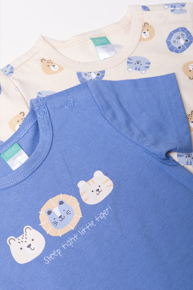 2 Pack Pyjamas Blue And Natural