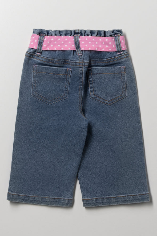 Mom Denim Jeans With Tie Blue (2)