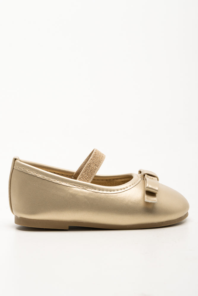 Bow Ballet Pumps Gold