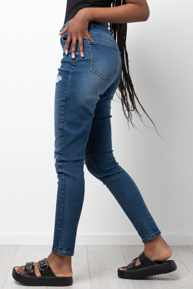 Ripped Skinny Denim Jeans Blue (1)
