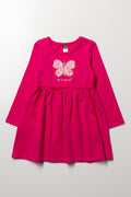 Butterfly Long Sleeve Dress Pink