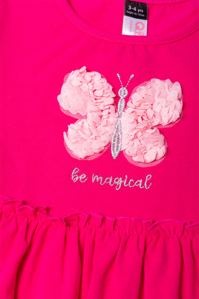 Butterfly Long Sleeve Dress Pink (1)