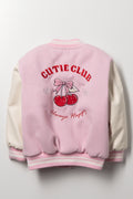 Cherry Print Baseball Jacket Pink (3)