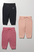 3 Pack Trackpants Black, Pink And Natural