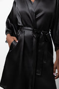 Satin Lace Sleeve Gown Black (3)