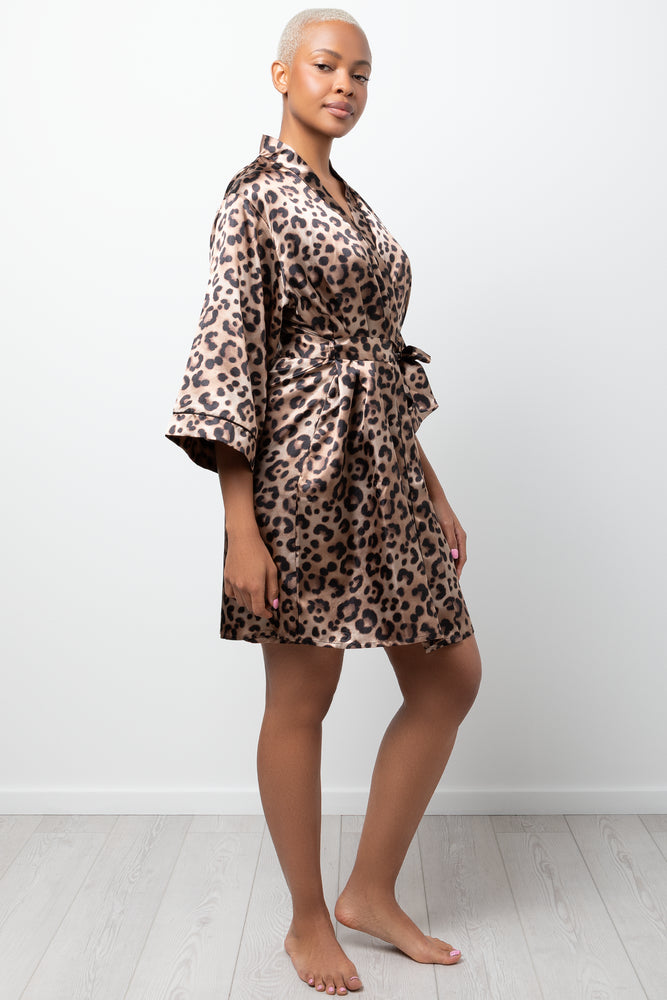 Leopard Satin Gown Brown