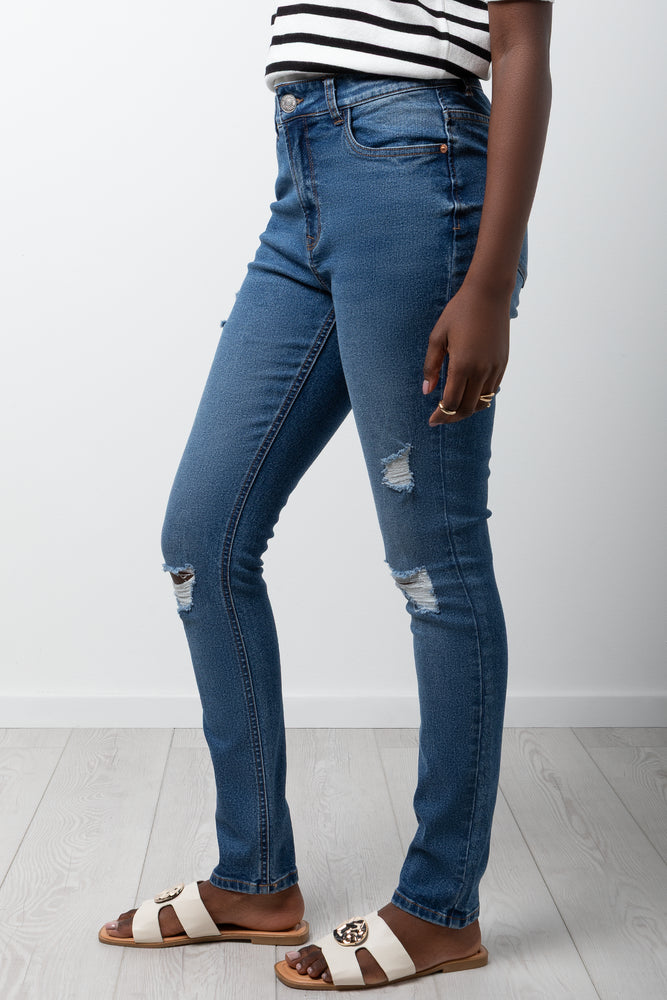 Distressed Skinny Denim Jeans Blue (1)
