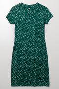 Rib Skater Dress Green