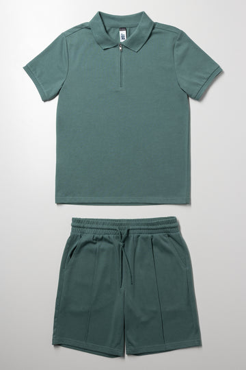 Shorts And Golfer Set Green