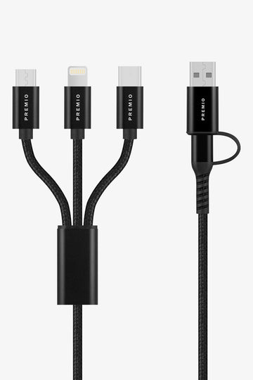 Black Premio Braided 5 in 1 Charging Cable