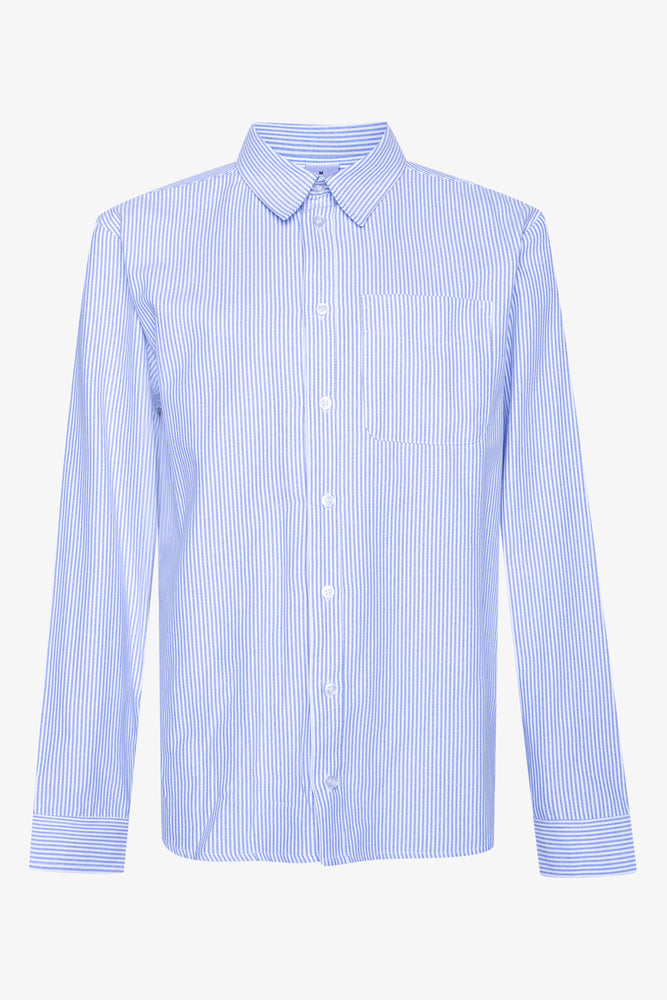 Stripe Pocket Long Sleeve Shirt White