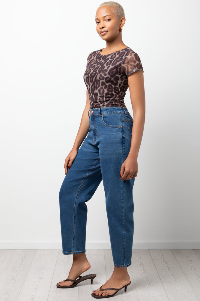 Short Sleeve Mesh Bodysuit Leopard Print