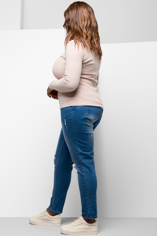 Distressed  Skinny Denim Jeans Blue (2)