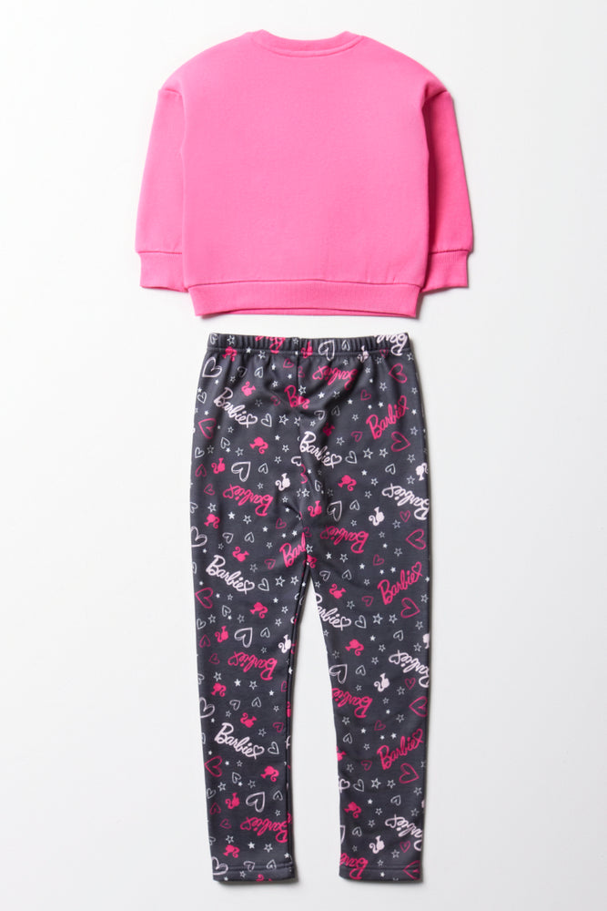 Barbie Track Top And Fleece Legging Set Pink (3)