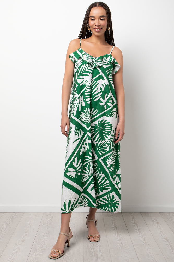 Strappy A-Line Maxi Dress Green