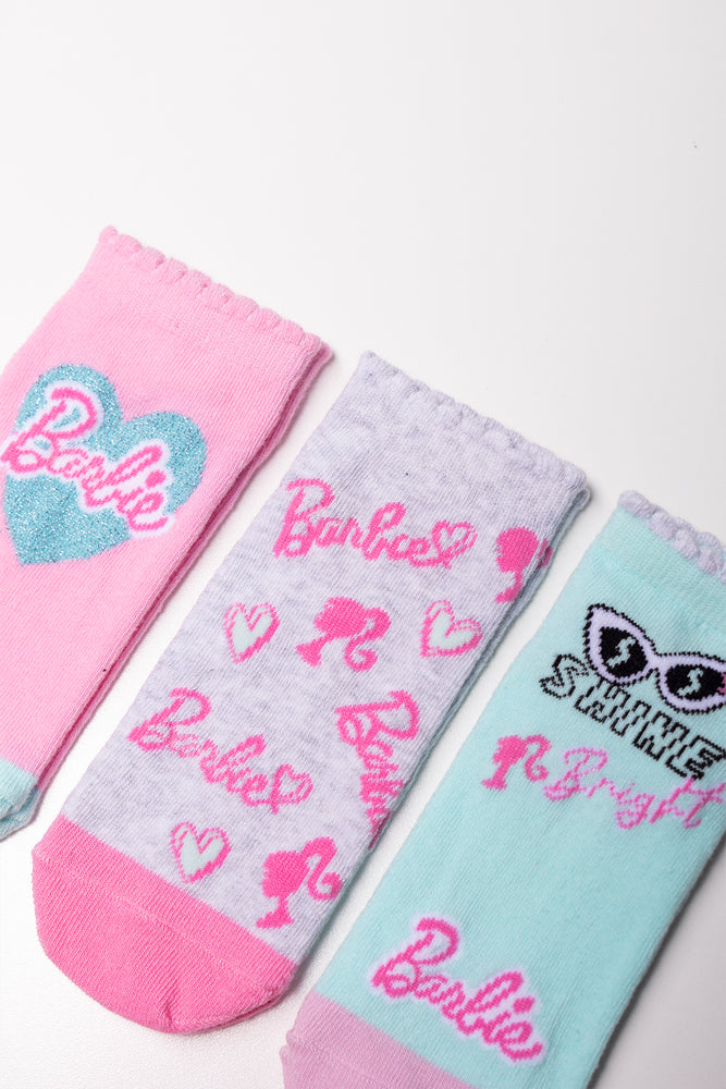 3 Pack barbie Socks Pink & Blue