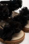 Chiffon Flower Sandals Black (2)