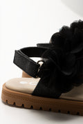 Chiffon Flower Sandals Black (3)