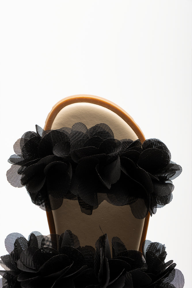 Chiffon Flower Sandals Black (4)