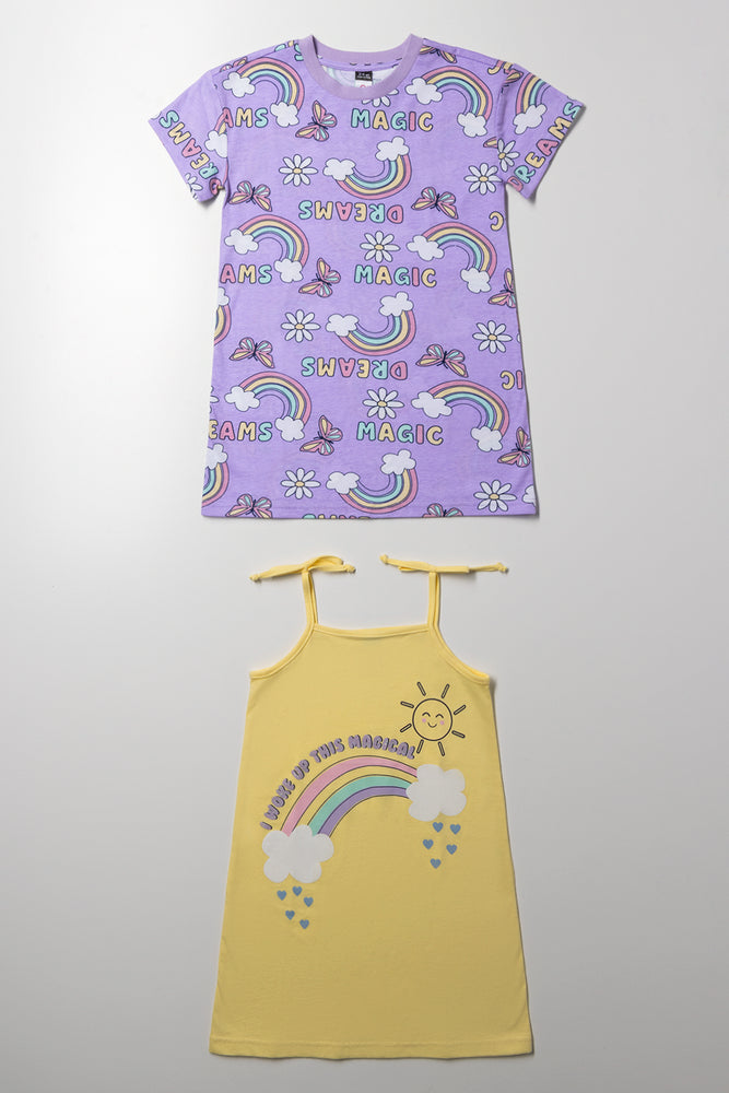 2 Pack Sleep Shirts Purple And Yellow