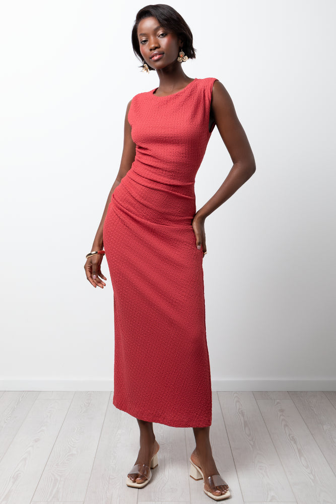 Textured Maxi Dress Rose Pink