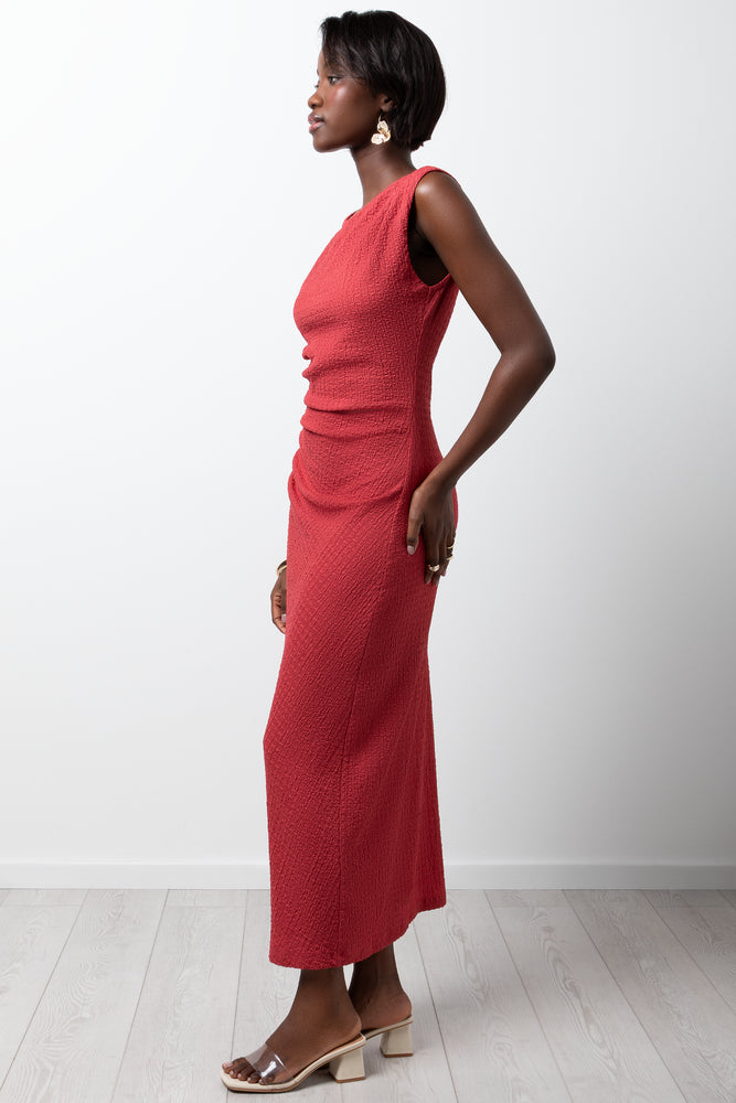 Textured Maxi Dress Rose Pink (1)