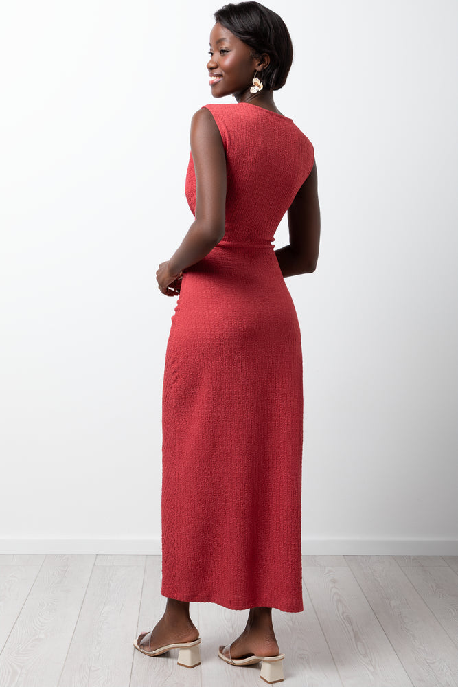 Textured Maxi Dress Rose Pink (2)
